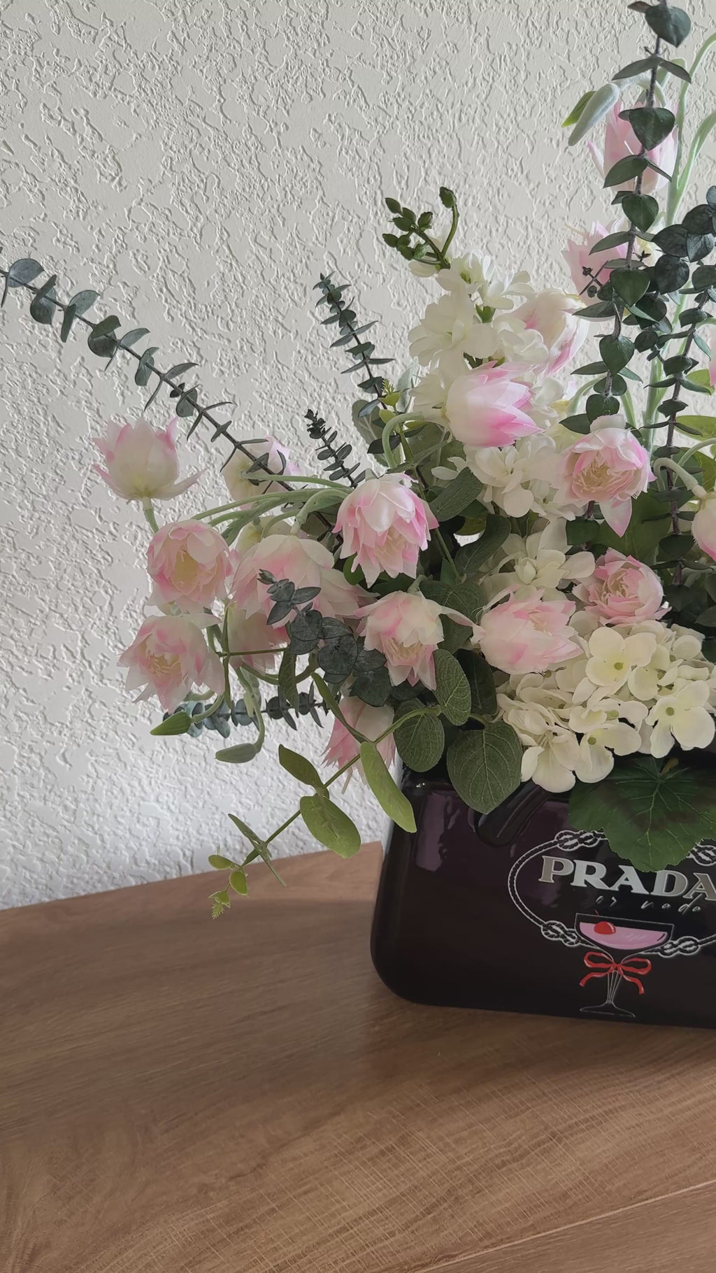 Blush Couture Faux Floral Arrangement with Preserved Eucalyptus